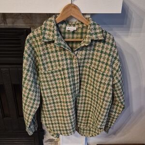 Green and Cream Plaid Jacket